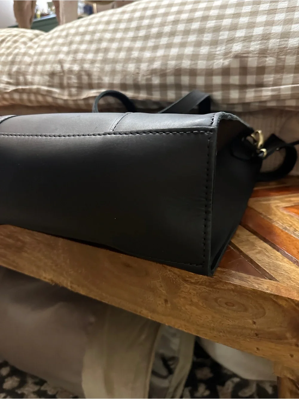 Portland Leather Black Lola North West Tote with Crossbody Strap